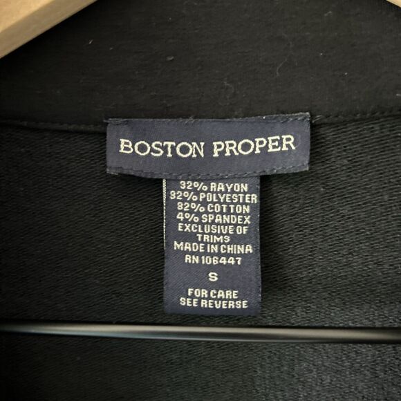 BOSTON PROPER Y2K Bling Hoodie Womens Small Black Fleur De Lis Rhinestone Jacket - Picture 5 of 11